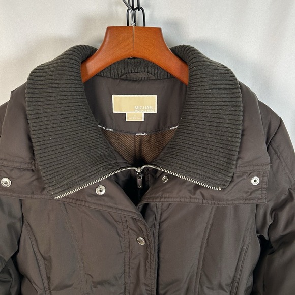 Michael Kors Women's Size Medium Puffer‎ Jacket Poly Wool Blend Chocolate Brown - Picture 4 of 14